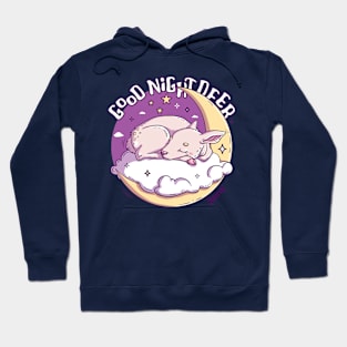 Good Night Deer - Dreamy Slumber Illustration Hoodie